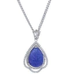 APP: 3.2k *Silver 16.59ct Tanzanite and 1.14ctw White Topaz Pendant (Vault_R8_13851)