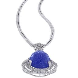 APP: 3.2k *Silver 16.59ct Tanzanite and 1.14ctw White Topaz Pendant (Vault_R8_13851)