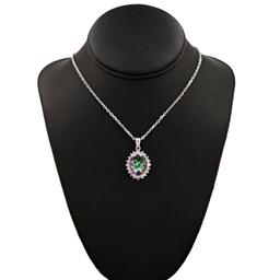 APP: 0.9k *Silver 12.00ct Mystic Quartz and 2.00ctw White Topaz Silver Pendant/Necklace (Vault_R8_42