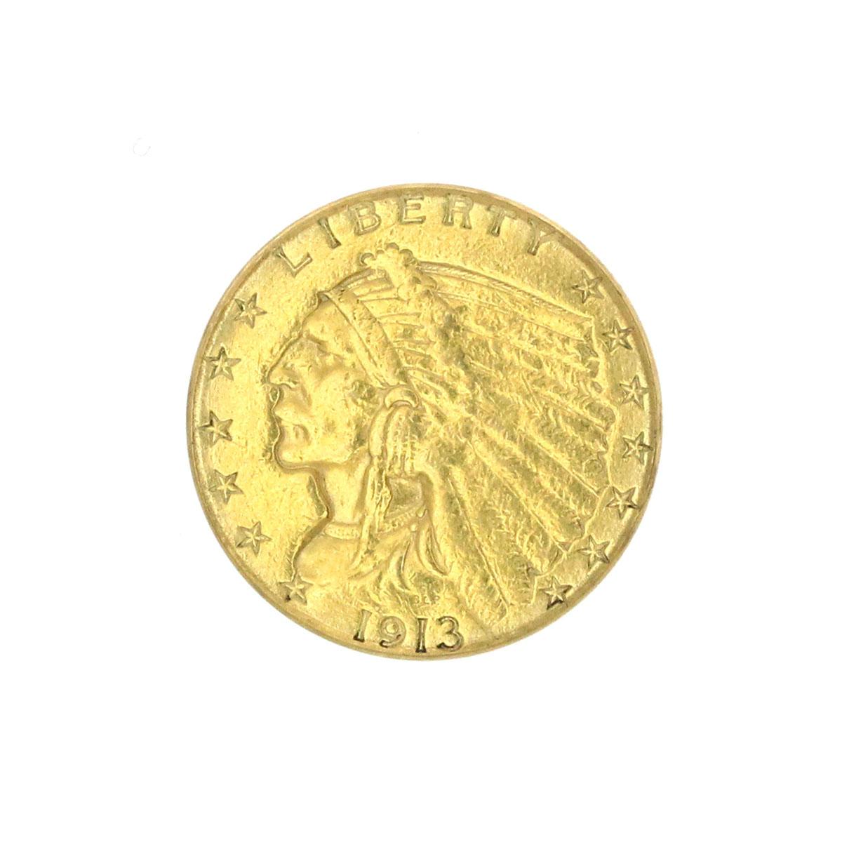 Extremely Rare 1913 $2.50 U.S. Indian Head Gold Coin