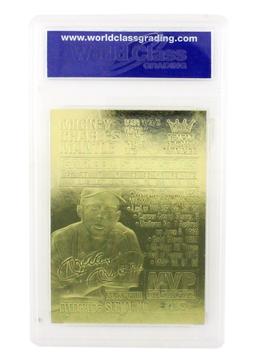 Rare Mickey Mantle 23kt. Gold Anniversary Card Grated Gem – MT 10 – Great Investment