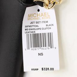 Gorgeous Brand New Never Used Black Michael Kors Medium Envelope Clutch Bag Tag Price $328