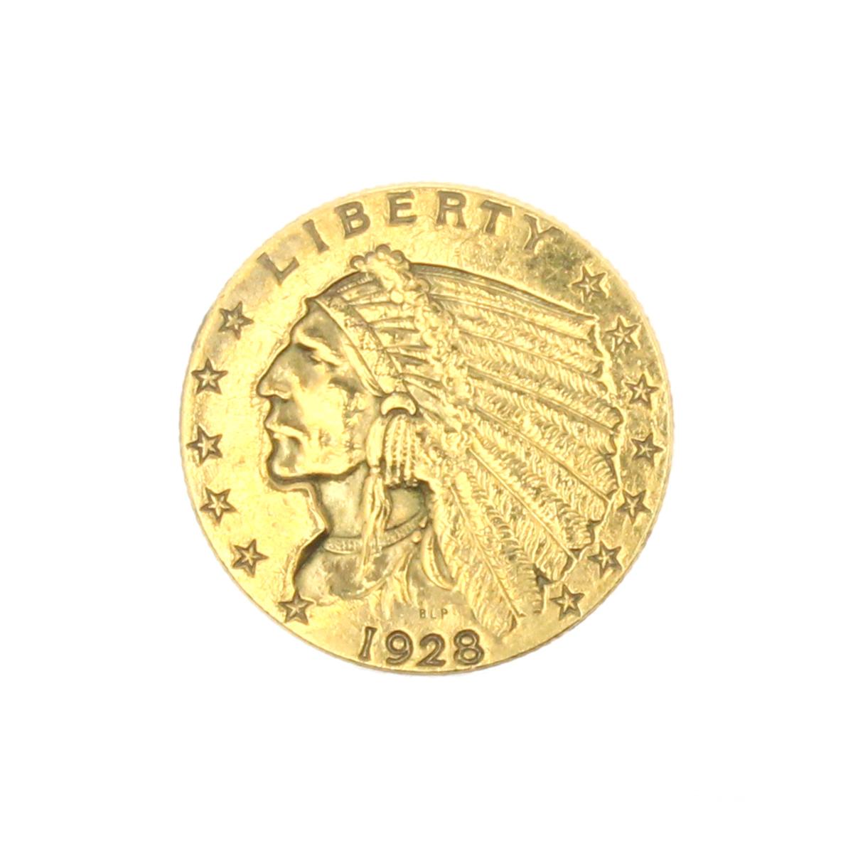 Rare 1928 $2.50 U.S. Indian Head Gold Coin