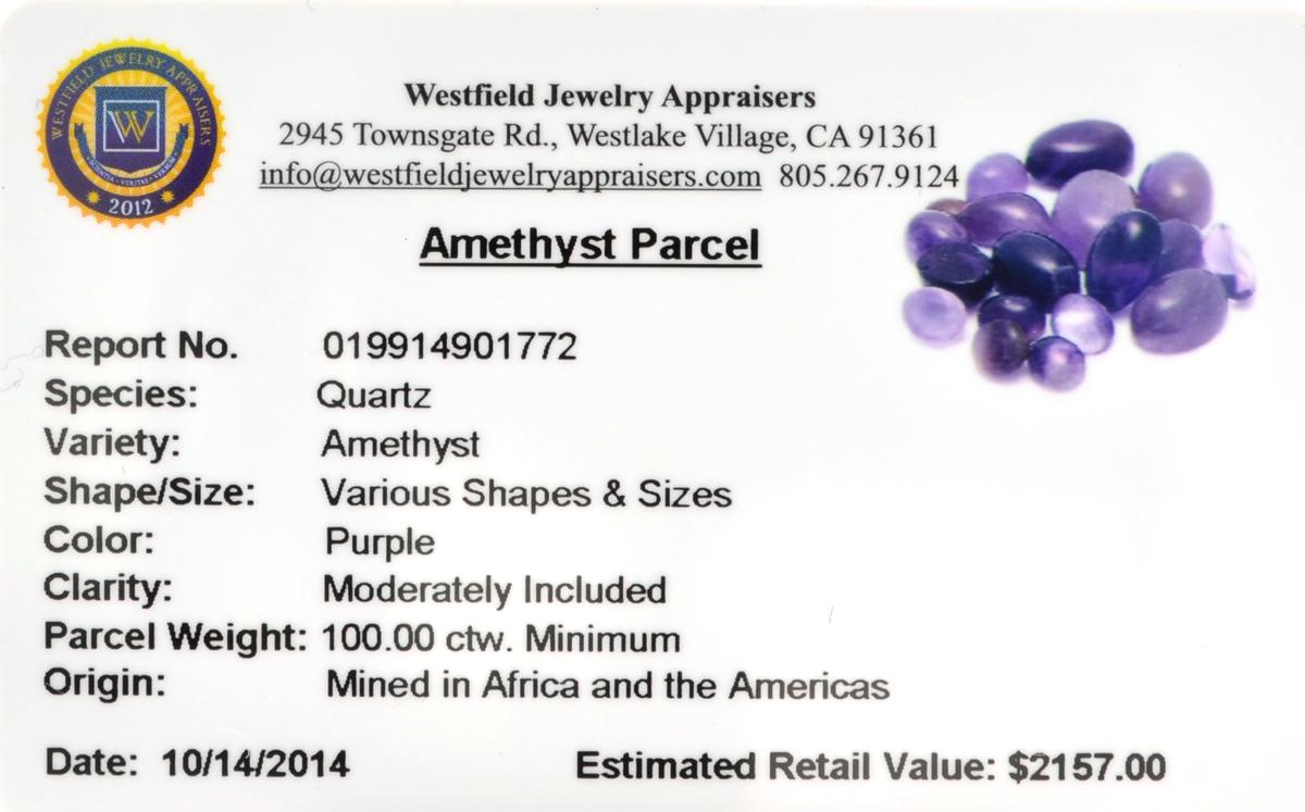 APP: 2.2k 100.00CT Various Shapes & Sizes Amethyst Parcel