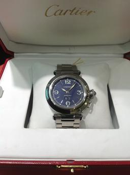 *Cartier SS Pasha C (Rare Blue Dial) -P-