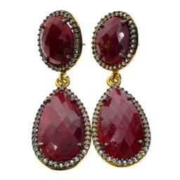 APP: 3.3k 29.00CT Ruby and Topaz Gold Platinum Over Sterling Silver Earrings