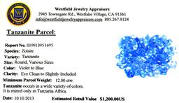 APP: 1.2k 12CT Round Cut Tanzanite Parcel