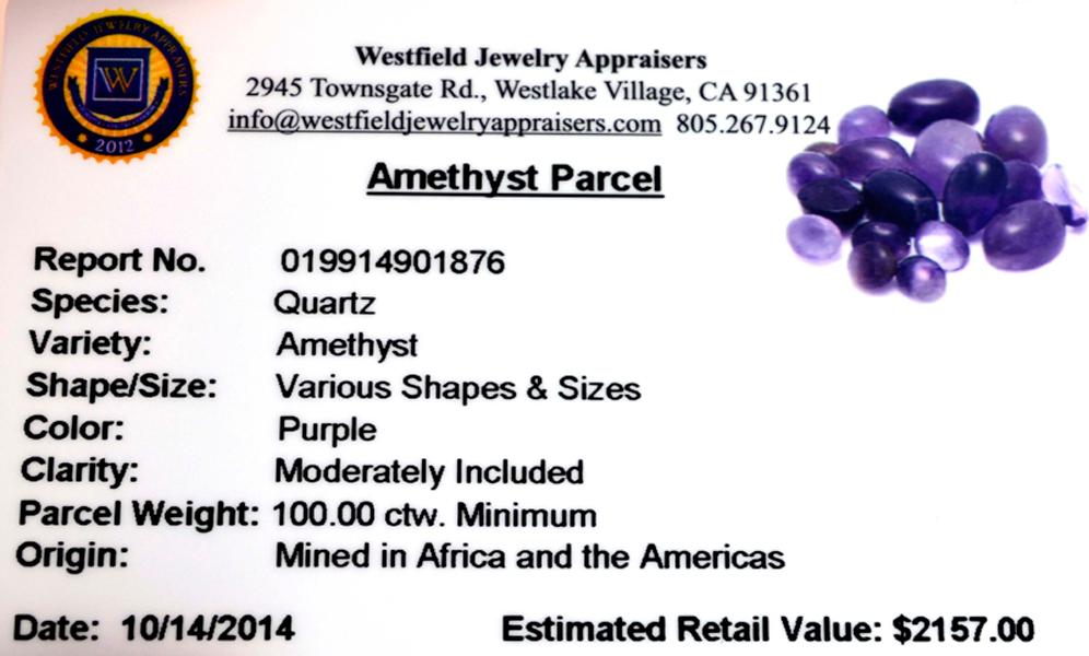 APP: 2.2k 100.00CT Various Shapes & Sizes Amethyst Parcel