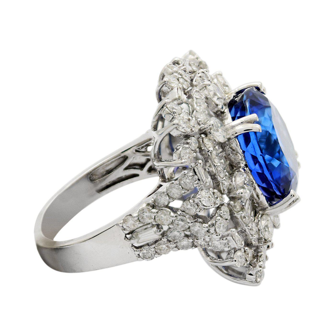 APP: 28.1k *8.19ct DARK Tanzanite and 2.72ctw Diamond 18KT White Gold Ring (GIA CERTIFIED) (Vault_R9