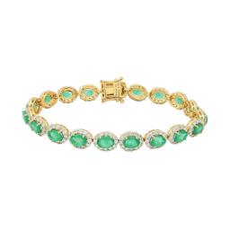 APP: 13.4k *8.53ctw Emerald and 4.26ctw Diamond 14KT Yellow Gold Bracelet (Vault_R9_9356)