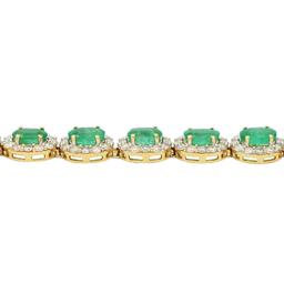 APP: 13.4k *8.53ctw Emerald and 4.26ctw Diamond 14KT Yellow Gold Bracelet (Vault_R9_9356)