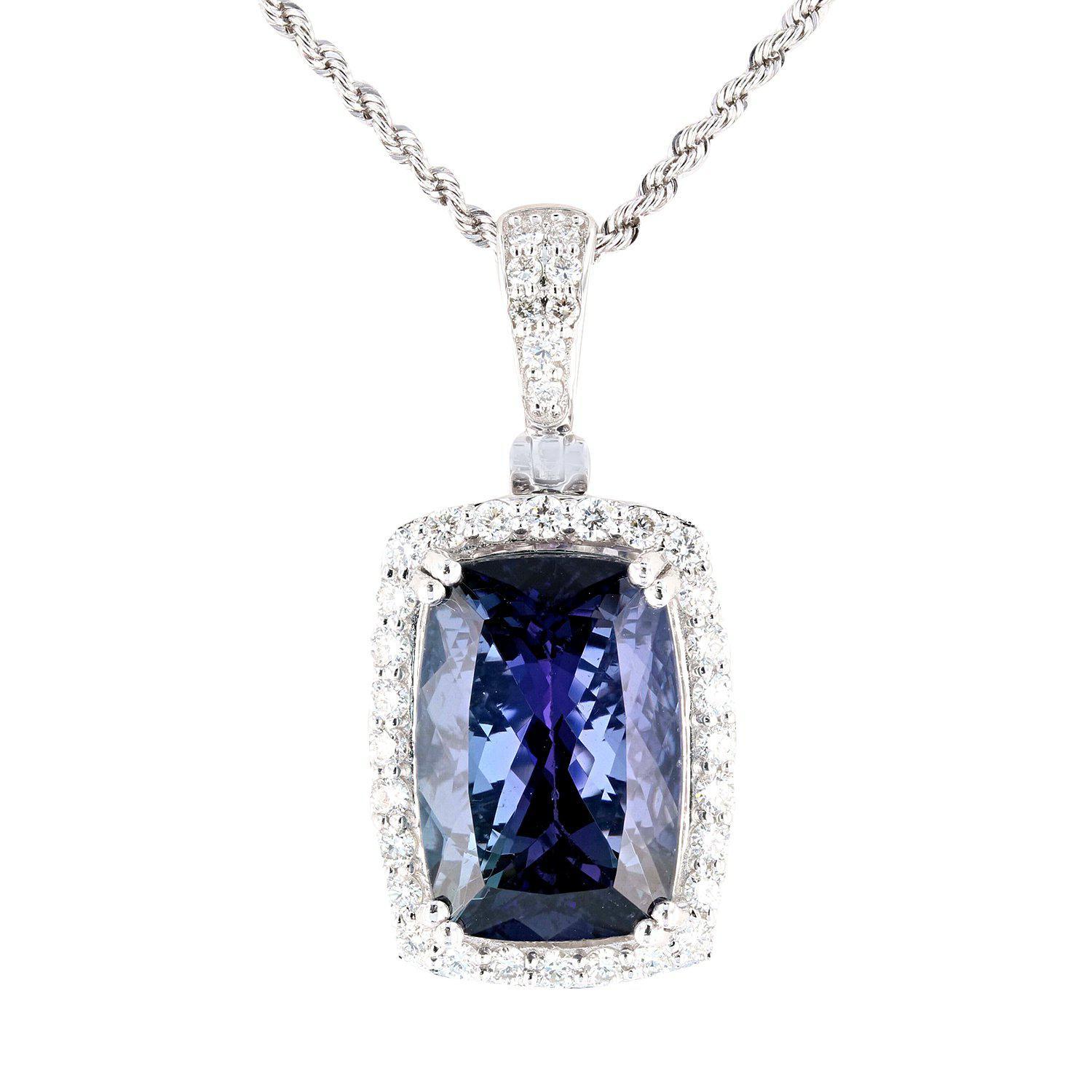 APP: 39k 13.89ct Tanzanite and 0.73ctw Diamond Platinum Pendant/Necklace (GIA CERTIFIED) (Vault_R10_