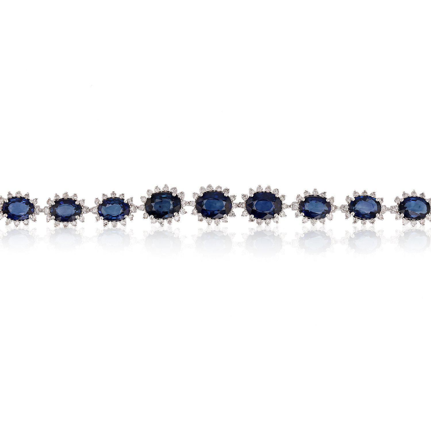 APP: 13.5k 16.03ctw Blue Sapphire and 2.04ctw Diamond 14KT.White Gold Bracelet (Vault_R10_23864)