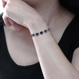 APP: 13.5k 16.03ctw Blue Sapphire and 2.04ctw Diamond 14KT.White Gold Bracelet (Vault_R10_23864)