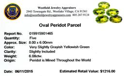 APP: 1.2k 6.08CT Oval Cut Green Peridot Parcel