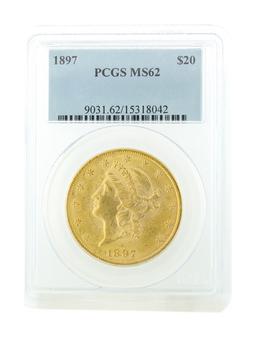 *Extremely Rare 1897 $20 U.S. Liberty Head Gold Coin (DF)