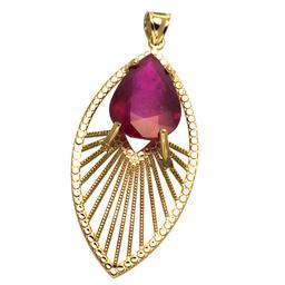 APP: 15.6k 14KT. Gold, 18.40CT Pear Cut Ruby Pendant