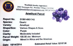 APP: 2.2k 100.00CT Various Shapes & Sizes Amethyst Parcel