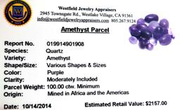 APP: 2.2k 100.00CT Various Shapes & Sizes Amethyst Parcel