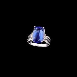 APP: 11.1k Fine Jewelry 14KT. White Gold, 6.20CT Tanzanite And Diamond Ring