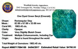 APP: 4.8k 1,903.45CT Rectangular Step Cut Green Beryl Emerald Gemstone
