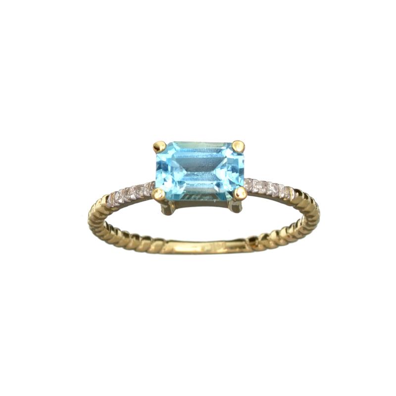 APP: 0.7k Fine Jewelry 14KT. Gold, 1.38CT Blue Topaz  And Diamond Ring