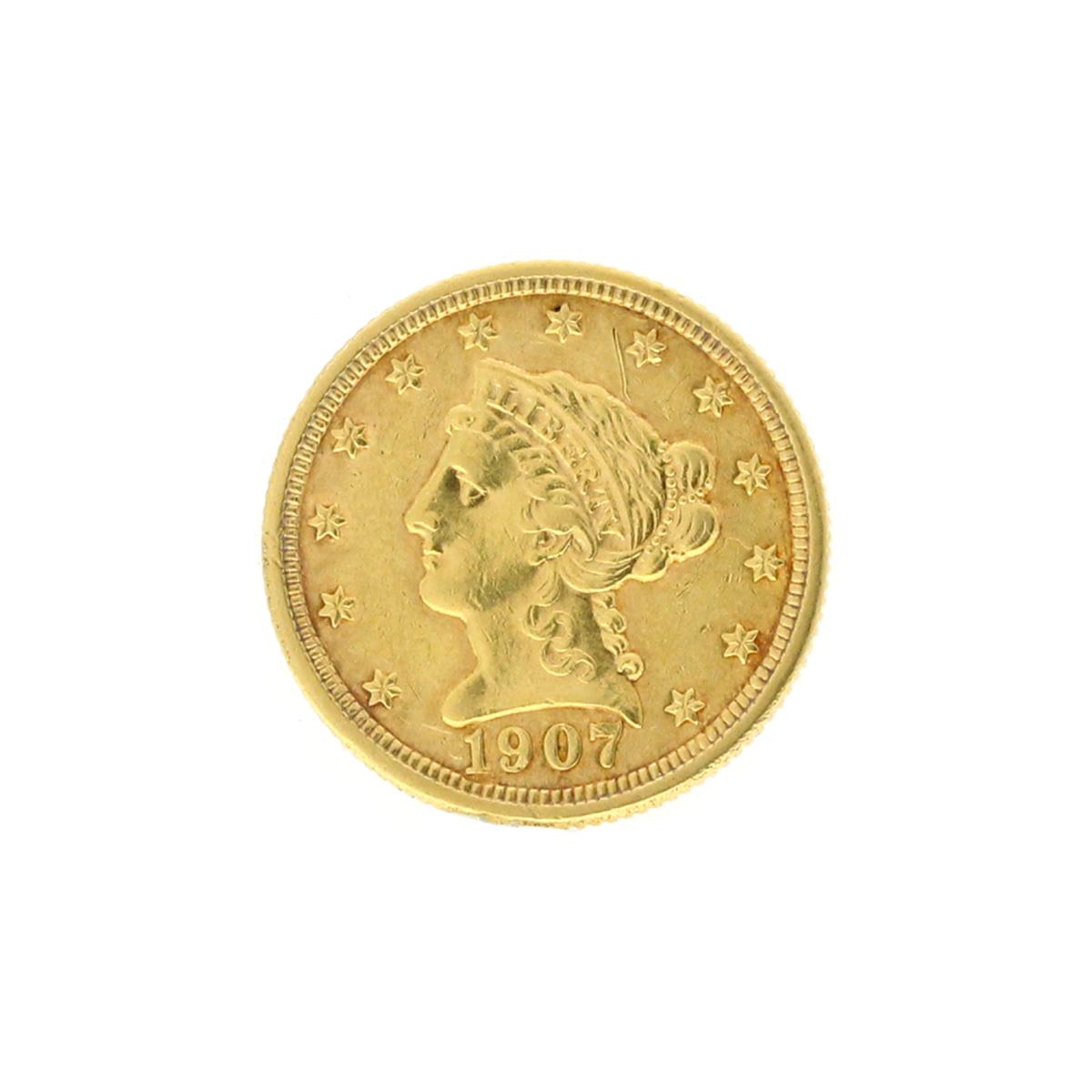 Rare 1907 $2.50 Liberty Head Gold Coin Great Investment