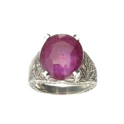 APP: 3.7k Fine Jewelry Designer Sebastian 11.15CT Ruby And Topaz Platinum Over Sterling Silver Ring