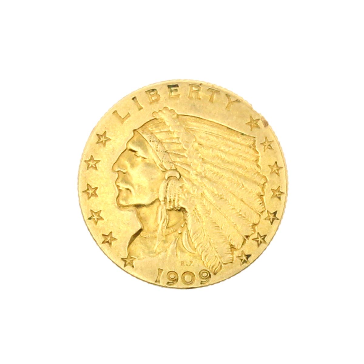 Rare 1909 $2.50 U.S. Indian Head Gold Coin