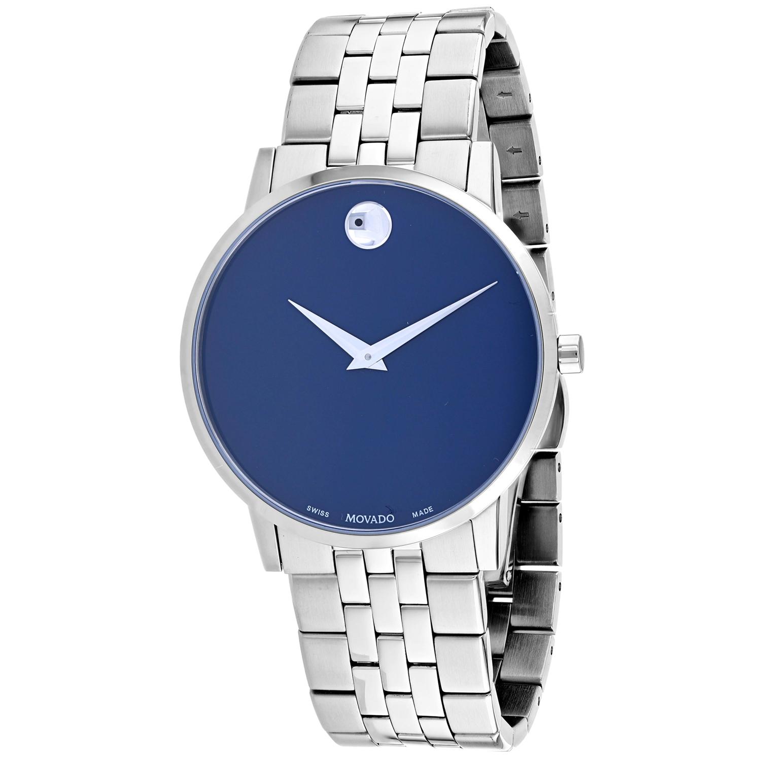 *Movado Men's Museum Round Stainless Steel Case Blue Dial Sapphire Push/Pull Crown Quartz Movement W