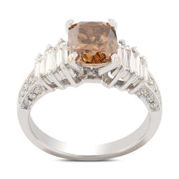 APP: 28.6k *2.10ct SI2 CLARITY FANCY BROWN CENTER Diamond 18KT White Gold Ring (2.85ctw Diamonds) (V