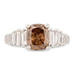 APP: 28.6k *2.10ct SI2 CLARITY FANCY BROWN CENTER Diamond 18KT White Gold Ring (2.85ctw Diamonds) (V