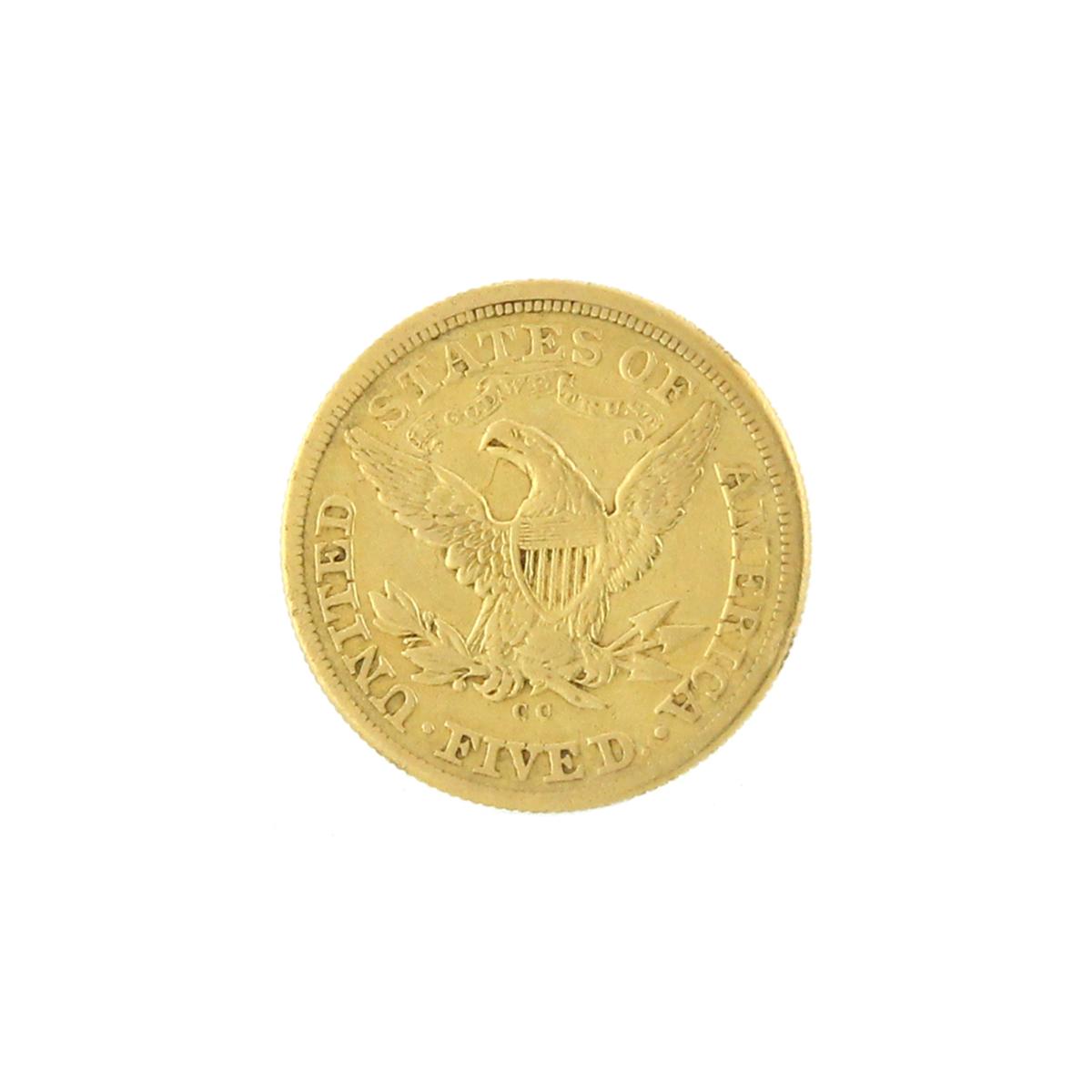 *Extremely Rare 1874-CC $5 U.S. Liberty Head Gold Coin (DF)