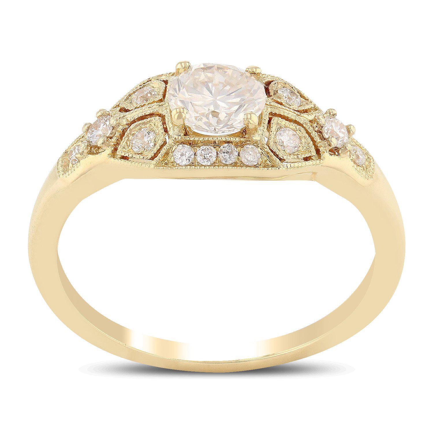 APP: 12k *0.50ct SI2 CLARITY CENTER Diamond 18K Yellow Gold Ring (0.68ctw Diamonds) (Vault_R12 22975