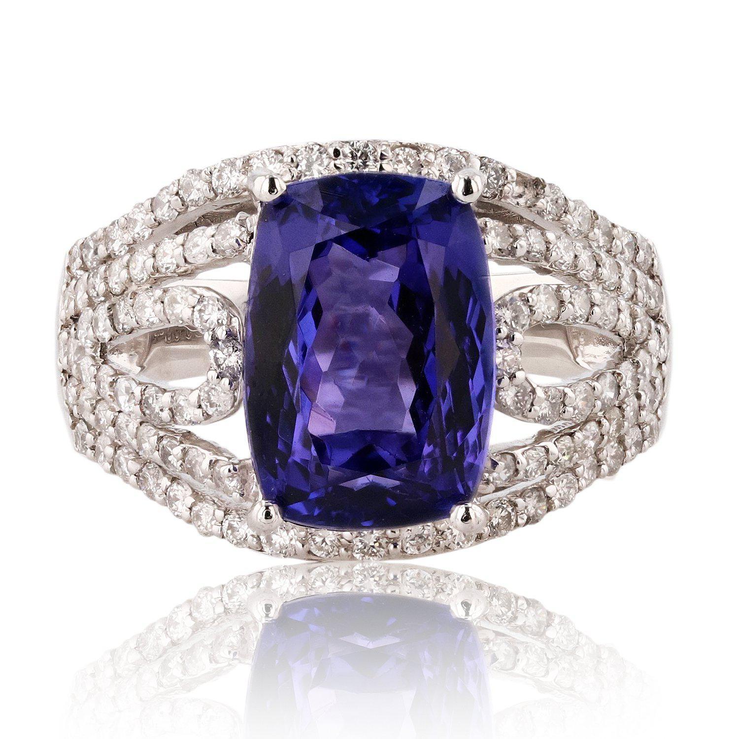 APP: 21.4k *4.82ct Tanzanite and 0.92ctw Diamond Platinum Ring (Vault_R12 45158)