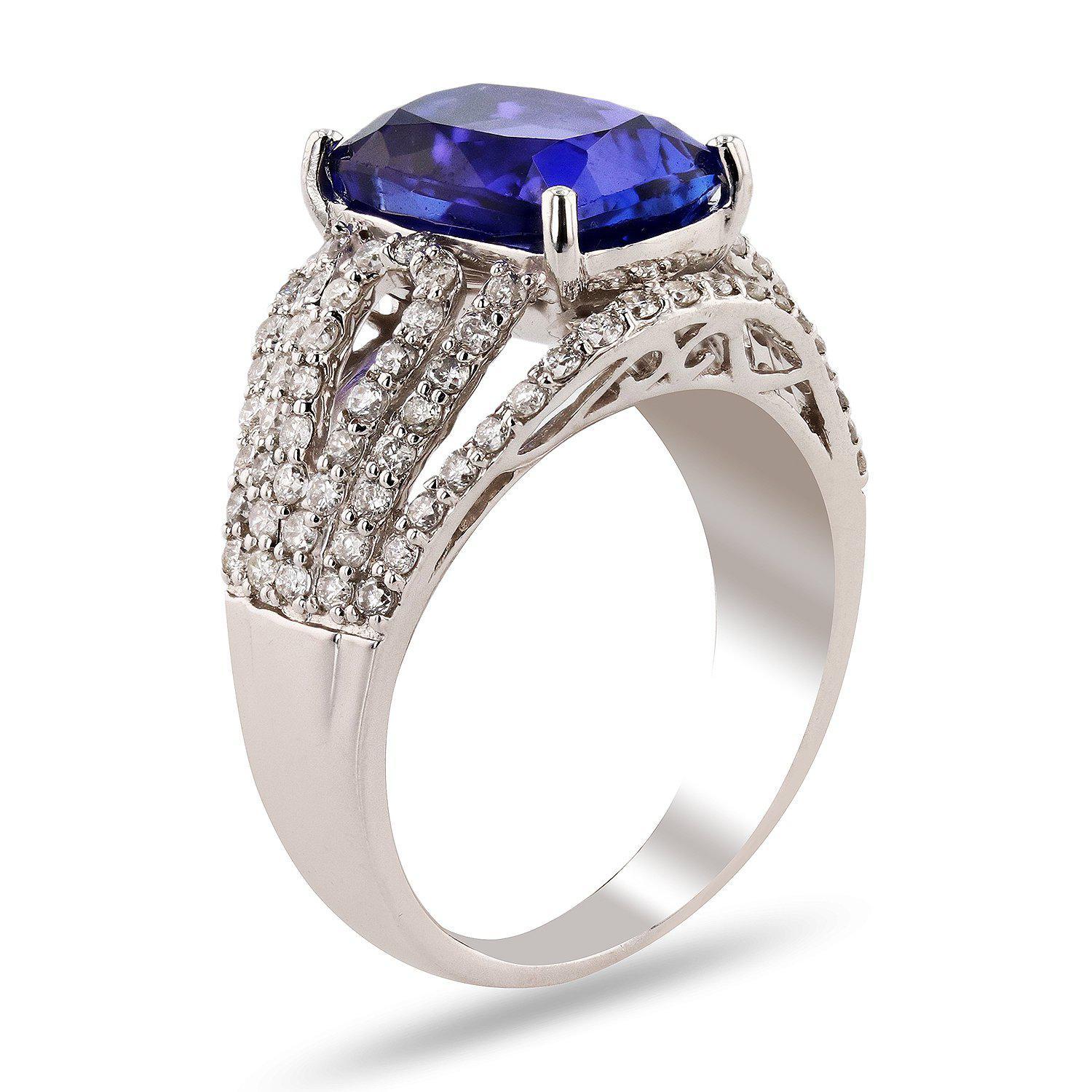 APP: 21.4k *4.82ct Tanzanite and 0.92ctw Diamond Platinum Ring (Vault_R12 45158)