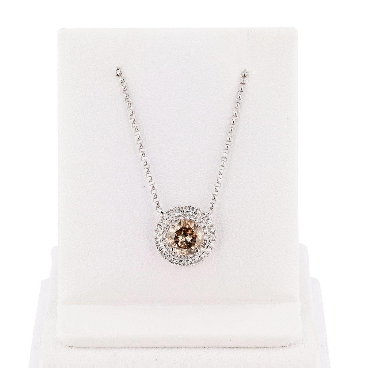 APP: 9.8k *1.11ct Fancy Brown Diamond 18K White Gold Pendant/Necklace (1.31ctw Diamonds) (Vault_R12