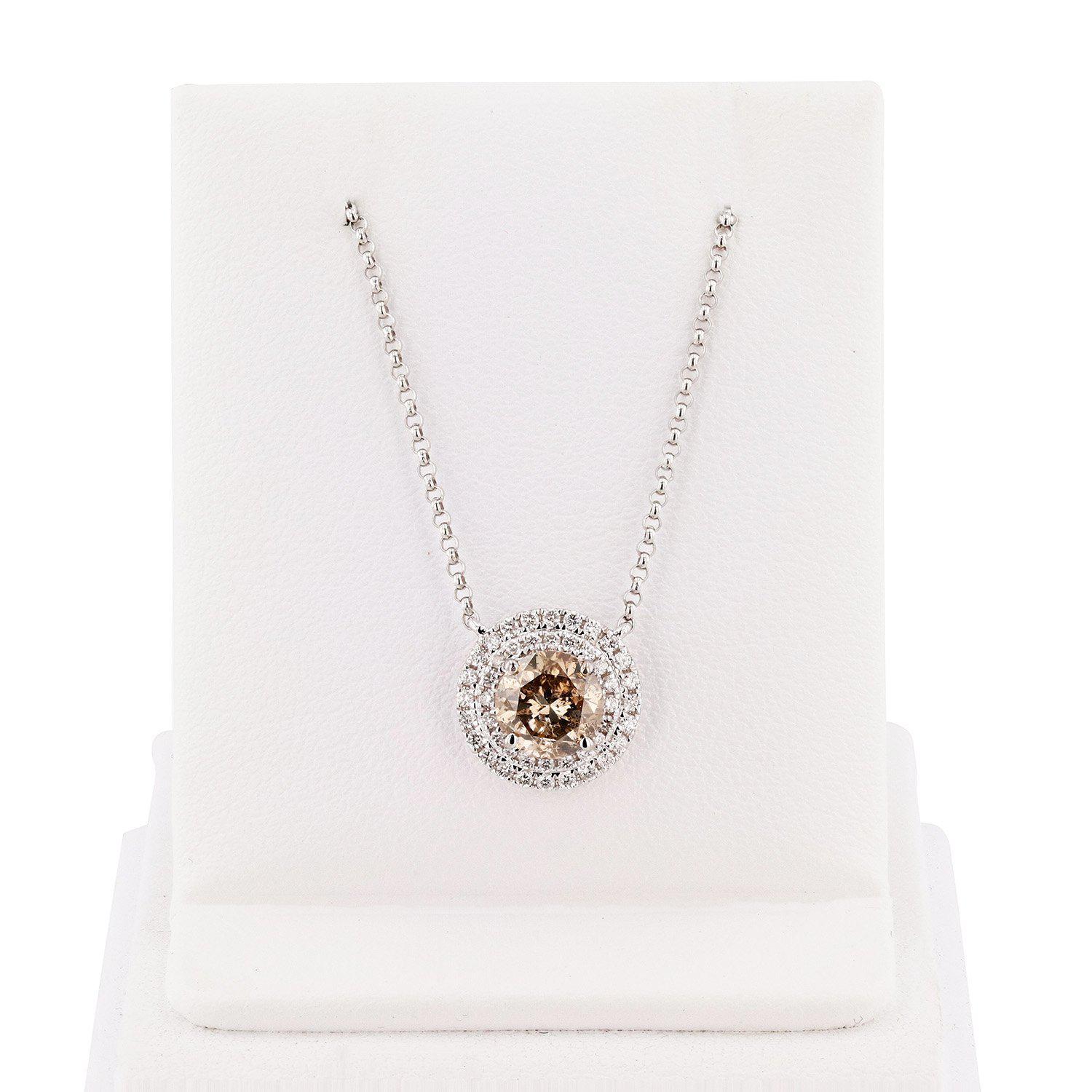 APP: 9.8k *1.11ct Fancy Brown Diamond 18K White Gold Pendant/Necklace (1.31ctw Diamonds) (Vault_R12