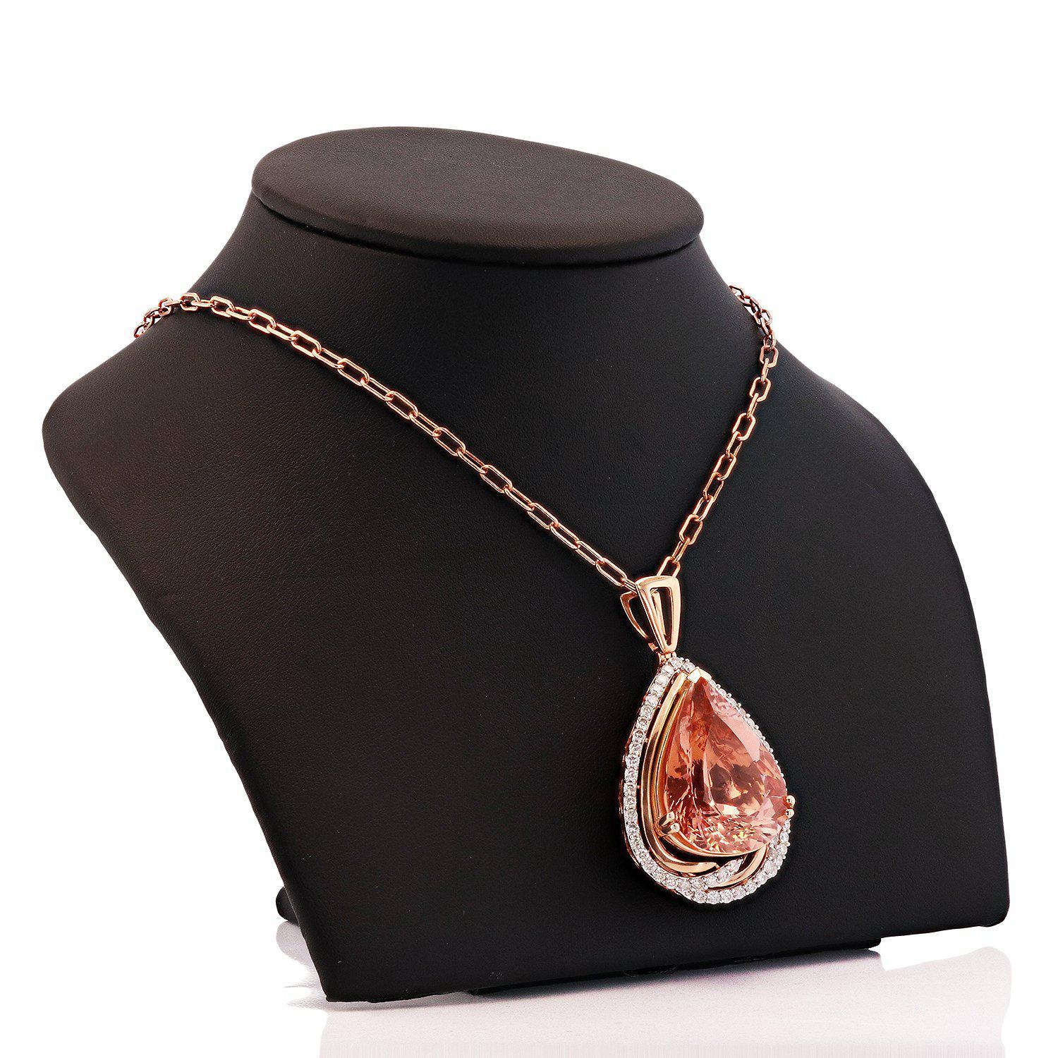 APP: 32.7k *41.42ct Morganite and 1.98ctw Diamond 14K Rose Gold Pendant/Necklace (Vault_R12 24349)