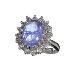 Fine Jewelry 8.00CT Violet Blue Tanzanite And Colorless Topaz Platinum Over Sterling Silver Ring