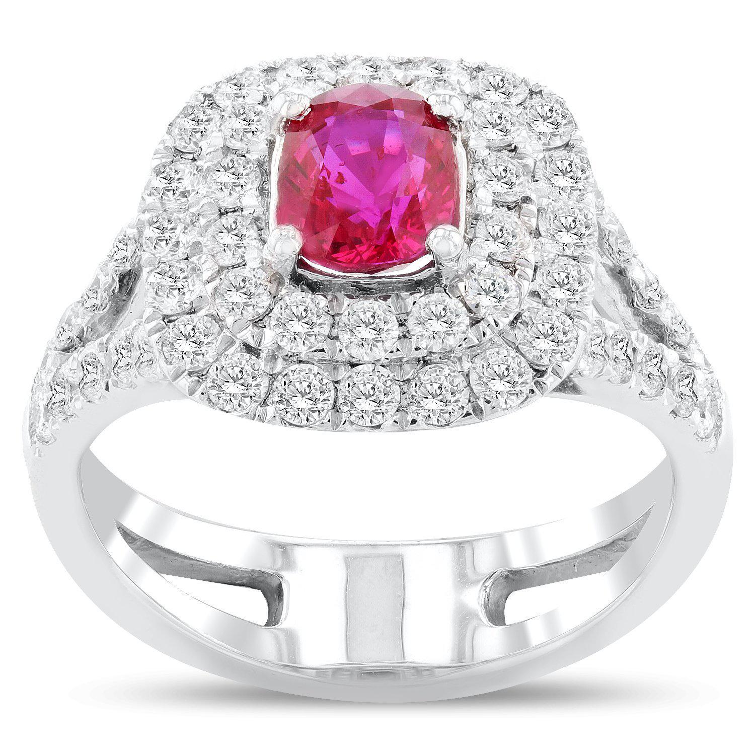 APP: 15.8k *1.04ct UNHEATED Ruby and 1.07ctw Diamond Platinum Ring (GIA CERTIFIED) (Vault_R12 60253)