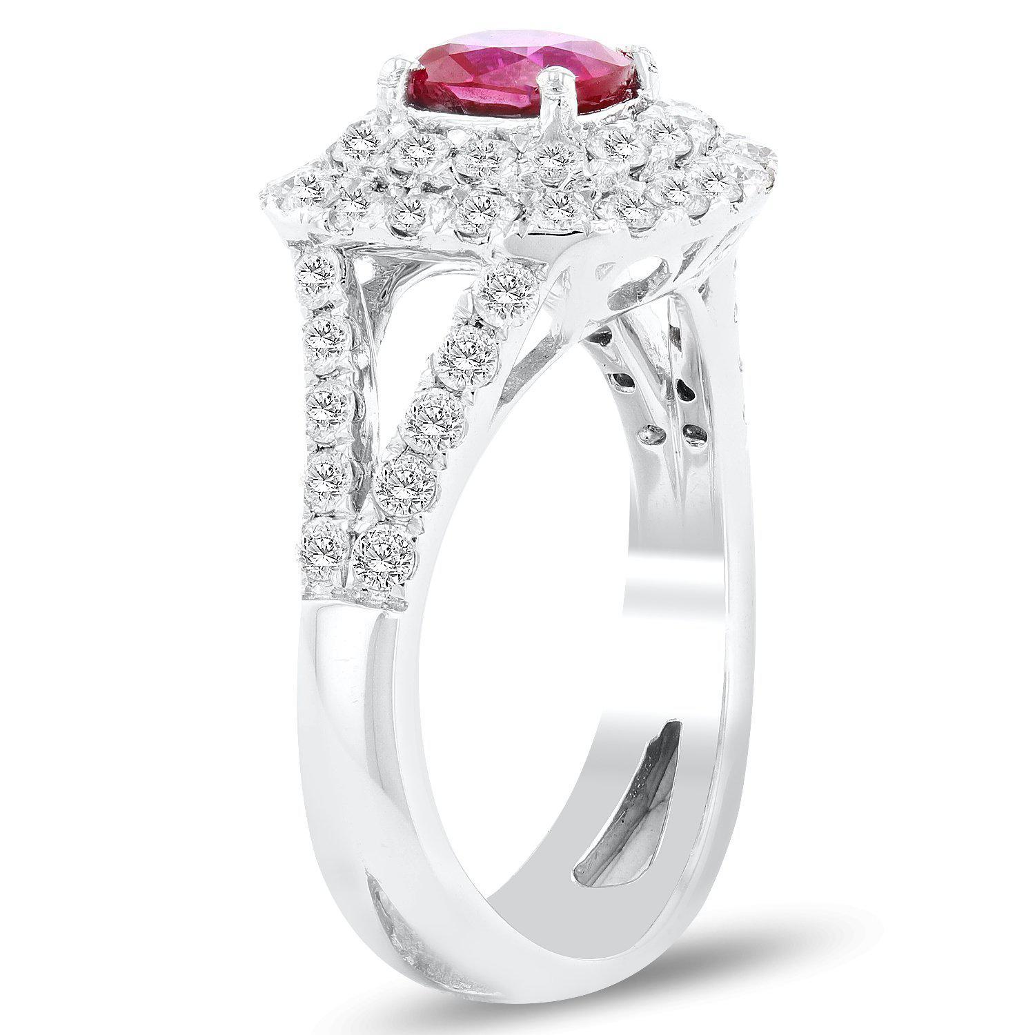 APP: 15.8k *1.04ct UNHEATED Ruby and 1.07ctw Diamond Platinum Ring (GIA CERTIFIED) (Vault_R12 60253)