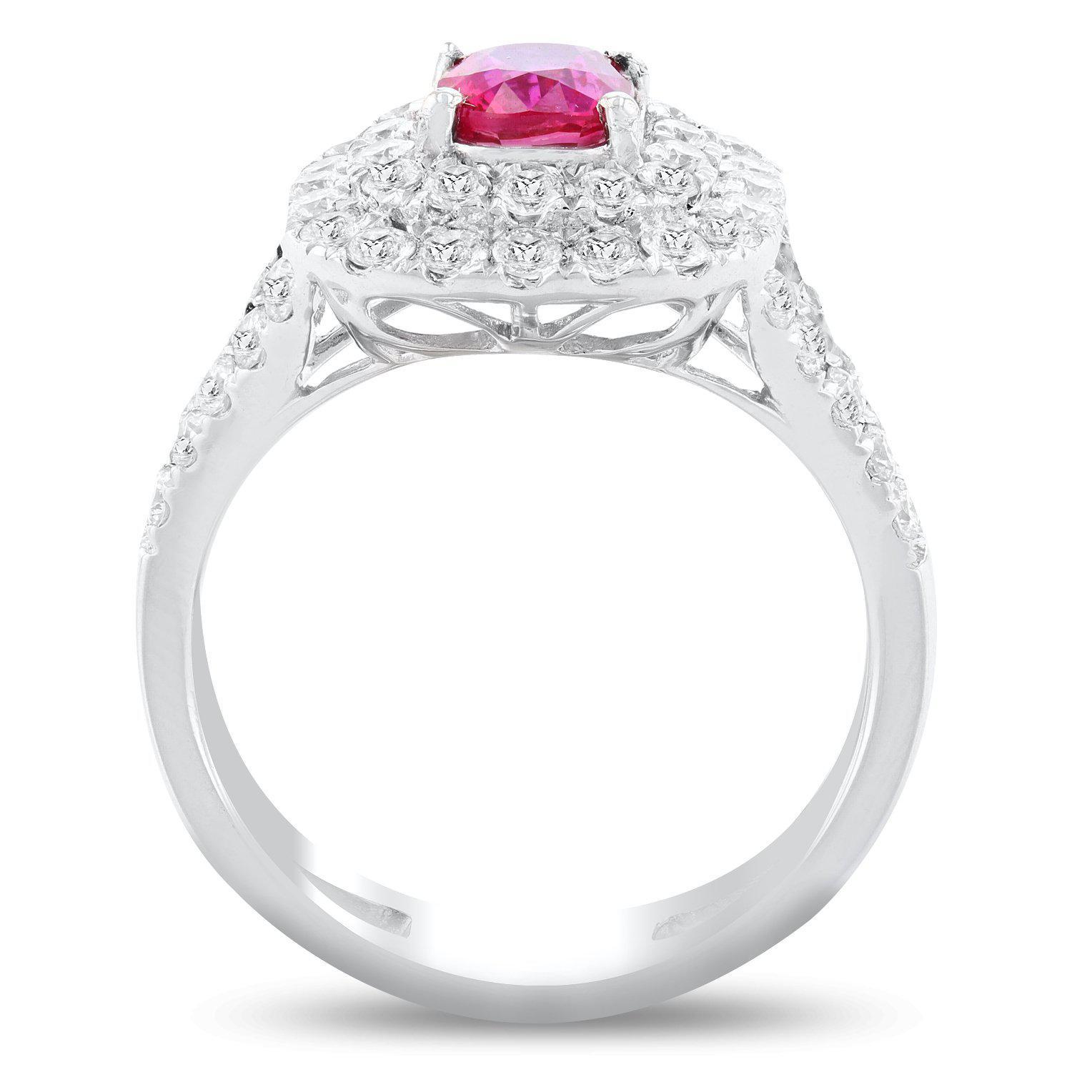 APP: 15.8k *1.04ct UNHEATED Ruby and 1.07ctw Diamond Platinum Ring (GIA CERTIFIED) (Vault_R12 60253)