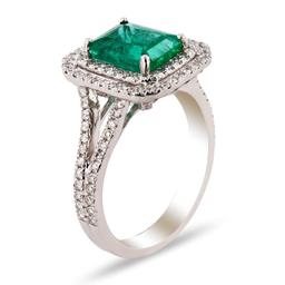 APP: 20k *2.28ct Emerald and 0.76ctw Diamond Platinum Ring (Vault_R12 45152)