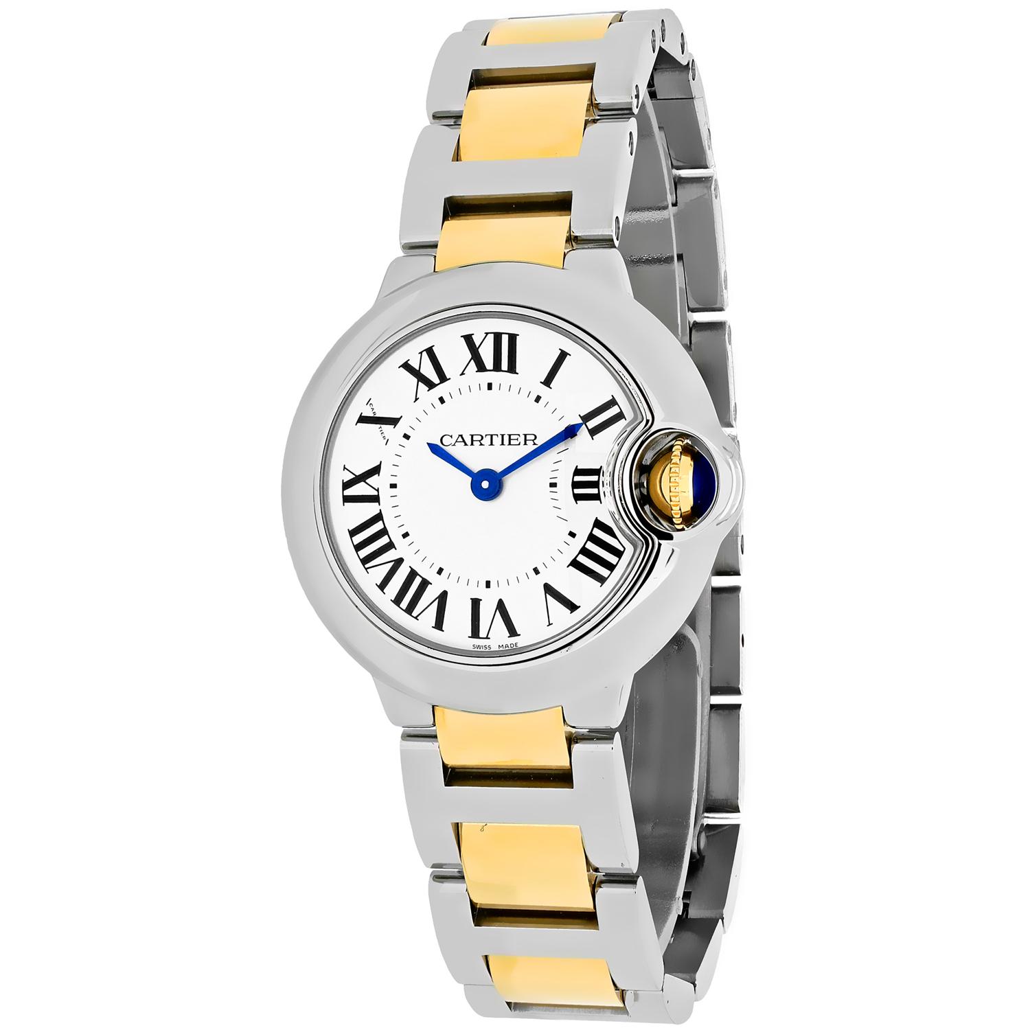 *Cartier Women's Ballon Bleu Round Stainless Steel Case Silver Dial Sapphire Push Screw-in Crown Swi