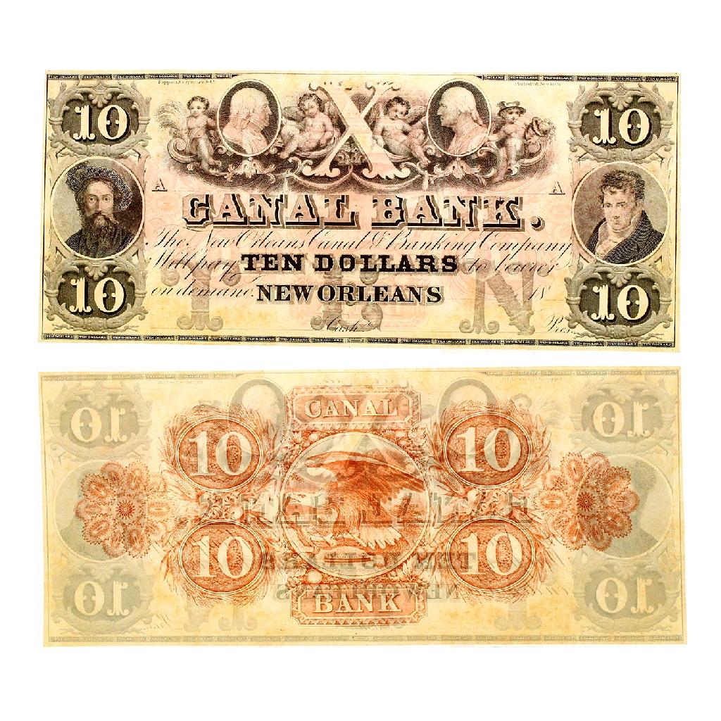 Rare $10 New Orleans Canal Bank Note - Great Investment -