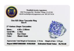 APP: 5.7k 2.18CT Round Cut Tanzanite Sterling Silver Ring - Great Investment - Professional Piece! -
