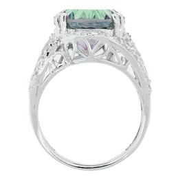 APP: 0.8k *7.70ct Oval Mystic Quartz and 0.83ctw White Topaz Silver Ring (Vault_R12 44797)