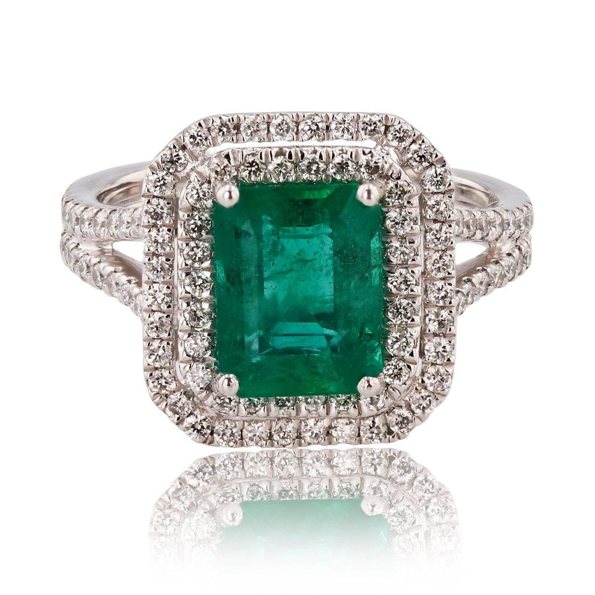 APP: 20k *2.28ct Emerald and 0.76ctw Diamond Platinum Ring (Vault_R12 45152)