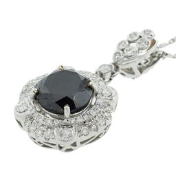 *6.35ct Fancy Black and 0.99ctw White Diamond 14K White Gold Pendant/Necklace (Vault_R12 21462)